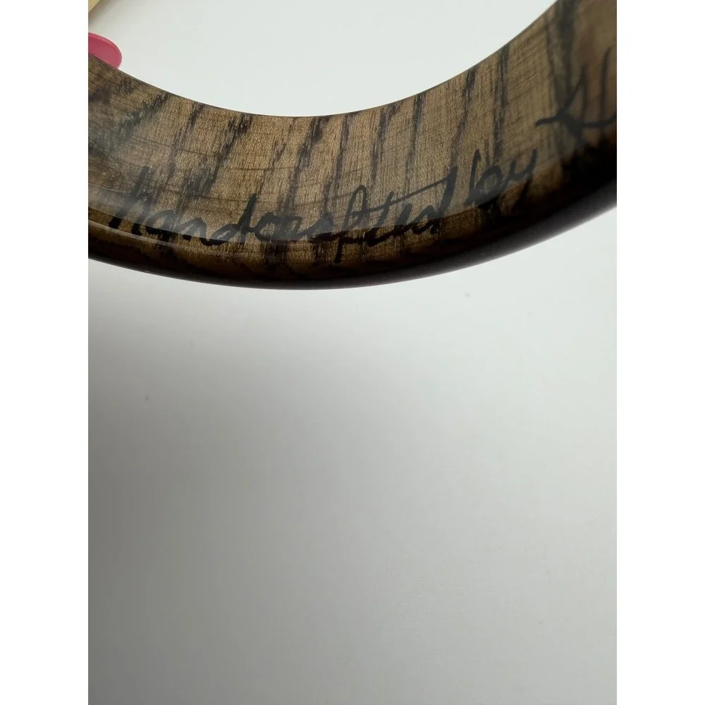 Huppke & Rice Ash Wood Vintage Bangle Bracelet Signed Handcrafted Artisan USA